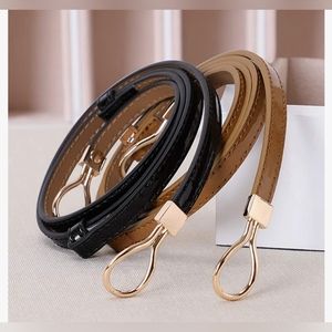 Woman's Skinny Adjustable Leather Belt (Black and Brown)